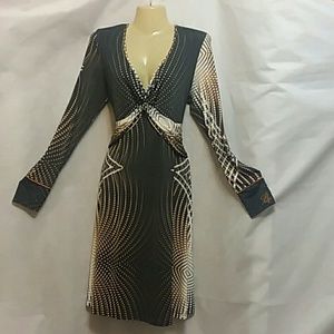 Collection PRC Womens Gray Print Knit Dress